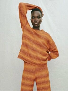 Zara Orange Ombre Crewneck Sweater